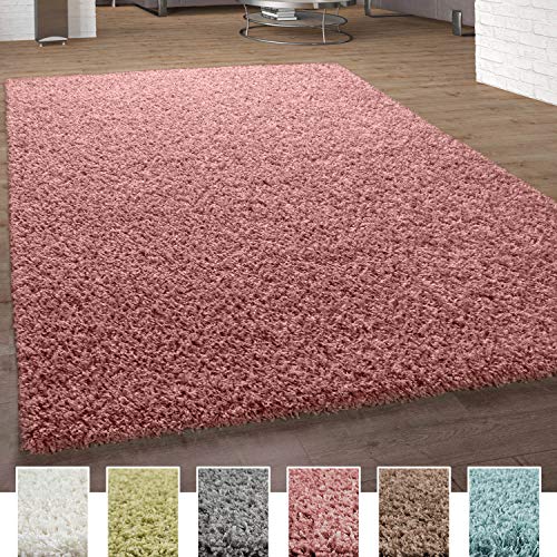 Paco Home Shaggy Teppich Hochflor Langflor Teppiche Hochwertig Pastell Uni Versch. Farben, Grösse:60x100 cm, Farbe:Pink von Paco Home