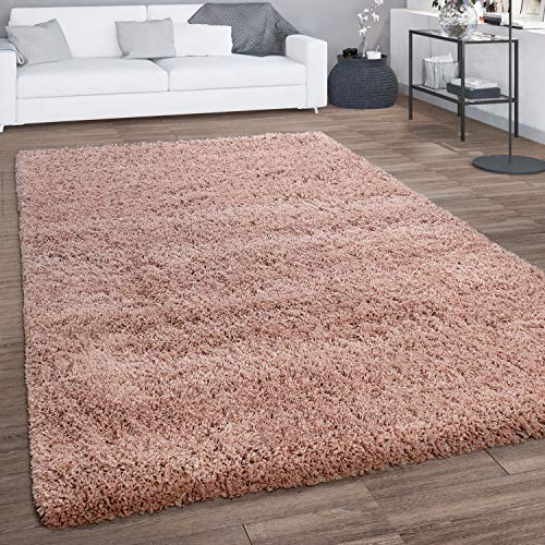 Paco Home Shaggy Teppich Hochflor Langflor Weich Kuschelig Flauschig Modern Einfarbiges Design, Grösse:160x230 cm, Farbe:Pink von Paco Home