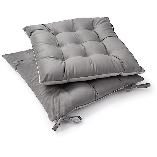 Paco Home Sitzkissen mit Befestigungsbänder 40x40 Stuhl Bürostuhl Kissen Stuhlkissen Innen Indoor versch. Farben 2er Set von Paco Home