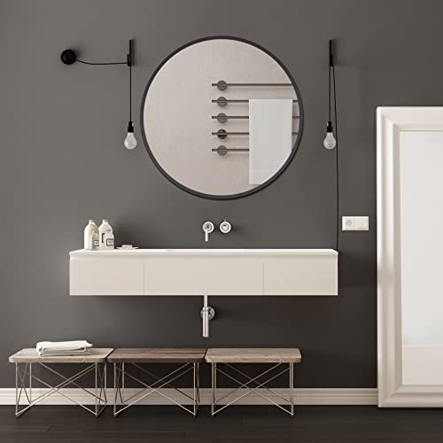 Paco Home Spiegel Zum Aufhängen Wandspiegel Dekorativ Badspiegel Flur Ankleidezimmer Wand Modern Badezimmerspiegel Rund Mit Rahmen Aluminium von Paco Home