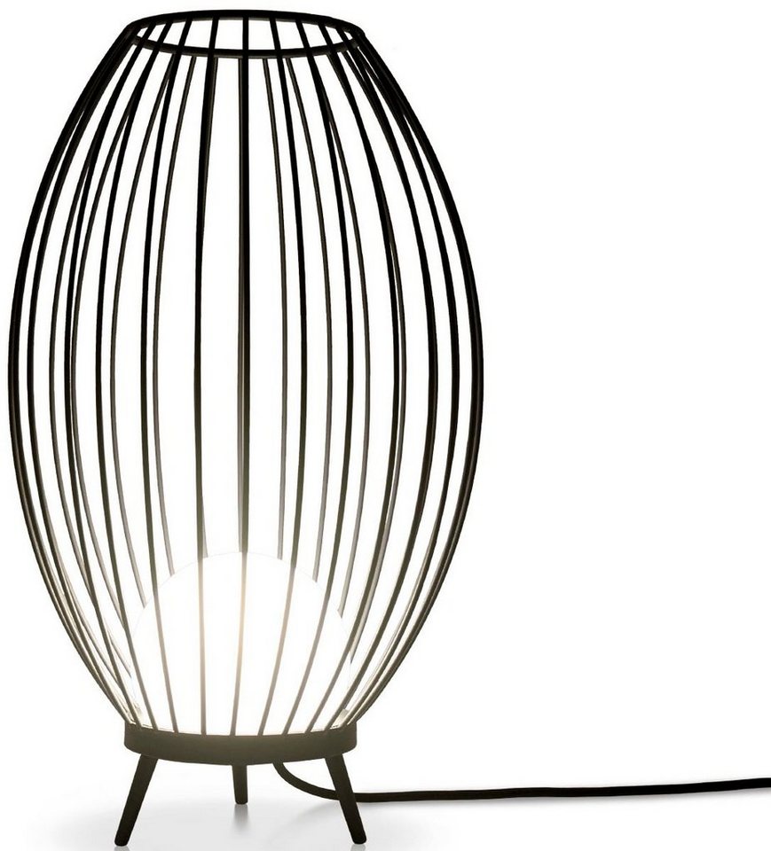 Paco Home Stehlampe AUZZURRA, ohne Leuchtmittel, Outdoorleuchte Außenleuchte E27 Vintage Aluminium IP54 Terrasse Korb von Paco Home