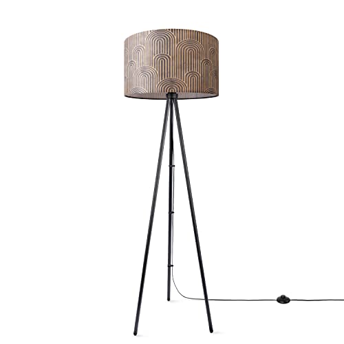 Paco Home Stehlampe Dreibein Wohnzimmer Lampenschirm Stoff Stehleuchte Stativ Leselampe Abstrakt Vintage Modern E27 von Paco Home