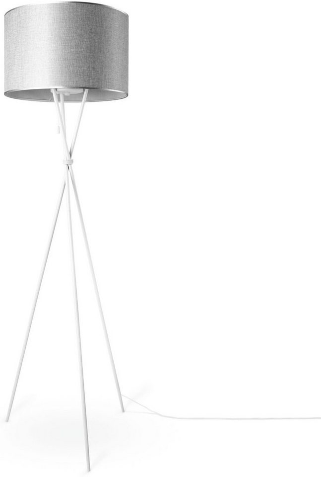 Paco Home Stehlampe KATE CANVAS UNI COLOR, ohne Leuchtmittel, Wohnzimmer Dreibein Stoffschirmlampe Standleuchte Textil Schirm E27 von Paco Home