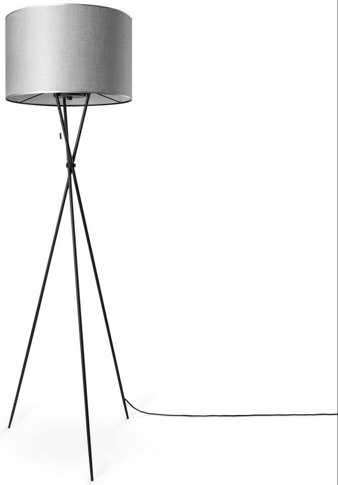 Paco Home Stehlampe KATE CANVAS UNI COLOR, ohne Leuchtmittel, Wohnzimmer Dreibein Stoffschirmlampe Standleuchte Textil Schirm E27 von Paco Home