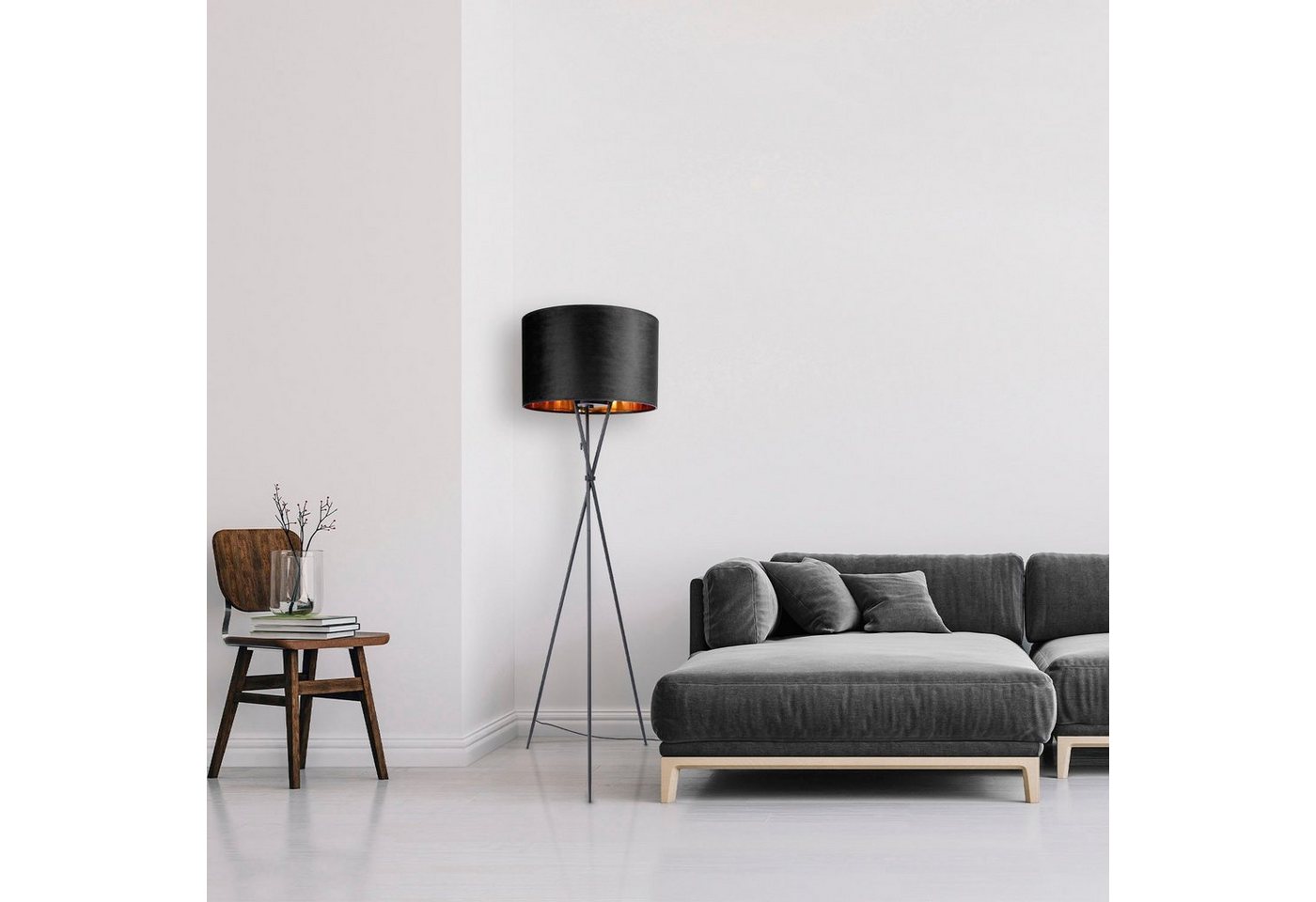 Paco Home Stehlampe Kate uni Color, ohne Leuchtmittel, Wohnzimmer Dreibein Standleuchte Velour Höhe 177,5cm Filigran E27 Paco Home Stehlampe Kate uni Color, ohne Leuchtmittel, Wohnzimmer Dreibein Standleuchte Velour Höhe 177,5cm Filigran E27 von Paco Home