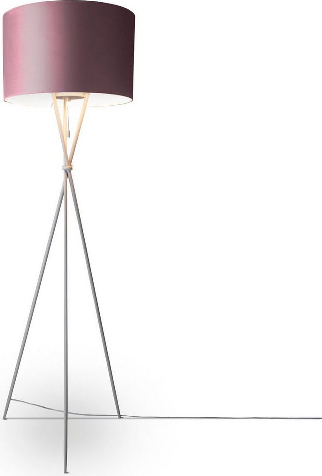 Paco Home Stehlampe Kate uni Color, ohne Leuchtmittel, Wohnzimmer Dreibein Standleuchte Velour Höhe 177,5cm Filigran E27 von Paco Home