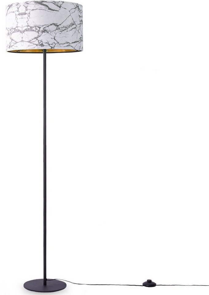 Paco Home Stehlampe Kraft 525, ohne Leuchtmittel, Wohnzimmer Schlafzimmer E27 Marmor Stein Design Grau Weiß von Paco Home