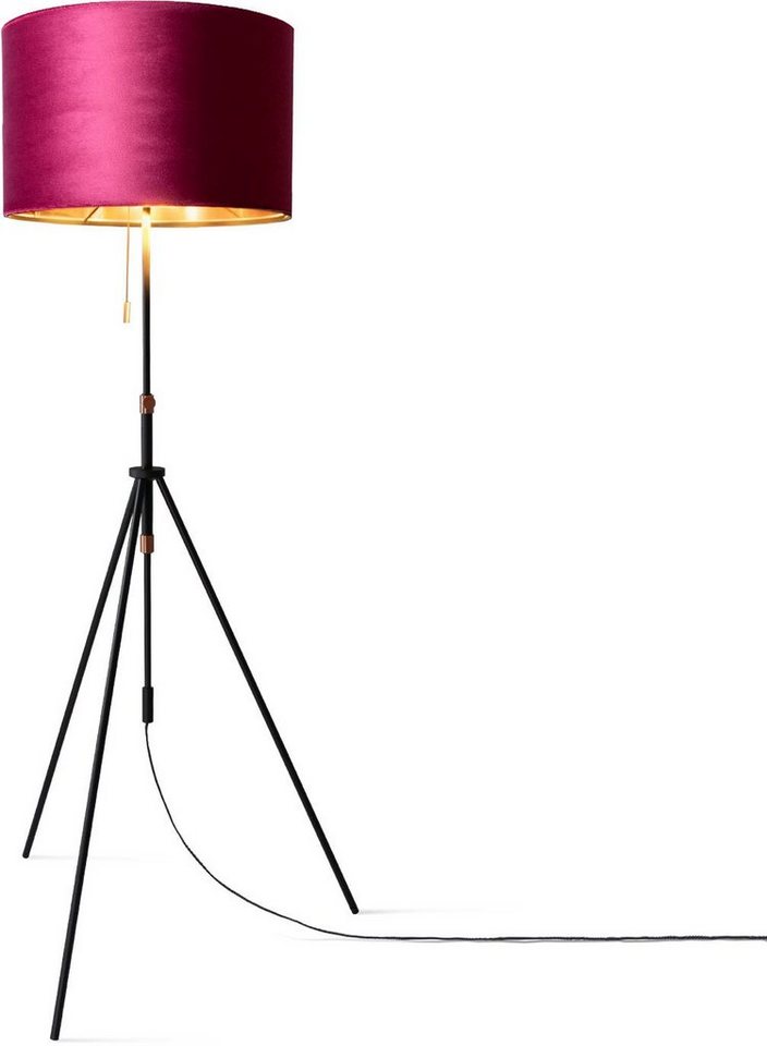 Paco Home Stehlampe Naomi uni Color, ohne Leuchtmittel, Wohnzimmer Höhenverstellbar 121,5 bis 176,5 cm Zugschalter Velour von Paco Home