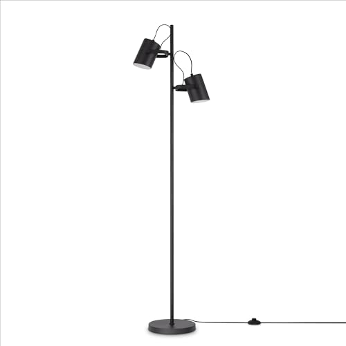 Paco Home Stehlampe Standleuchte Höhenverstellbar Metall Leselampe Wohnzimmer Schwenkbare Lampe E27 Fassung Industrial Modern Retro Zweiflammig von Paco Home