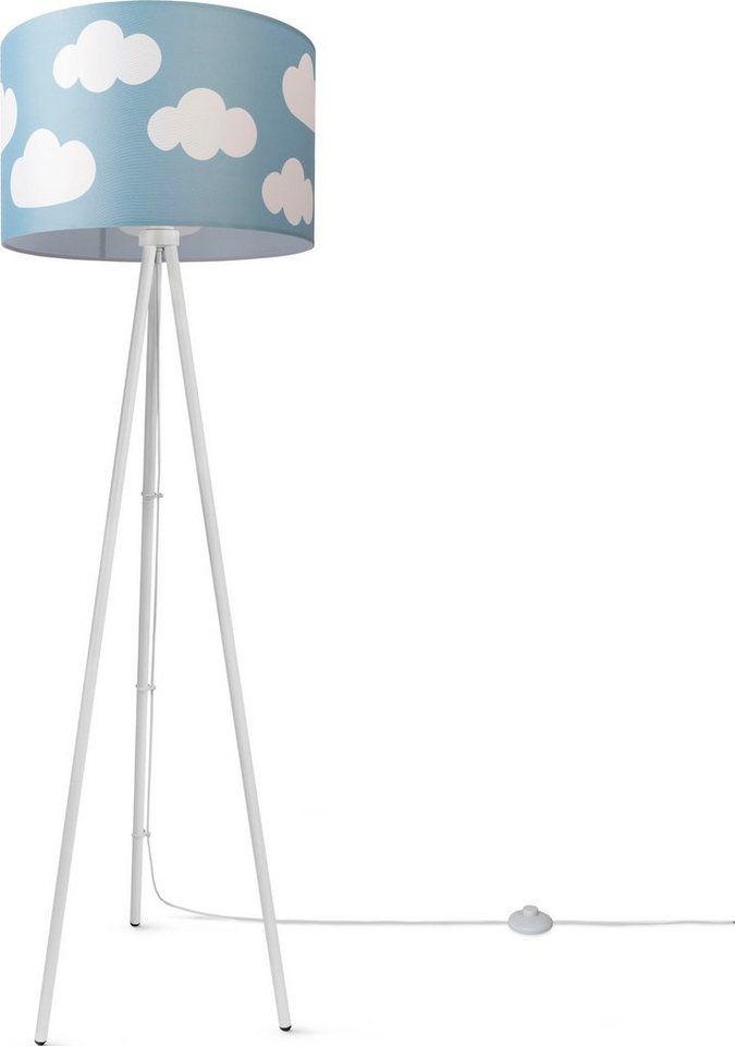 Paco Home Stehlampe Trina Cosmo, ohne Leuchtmittel, Stehlampe Kinderzimmer Stoff Lampenschirm Spielzimmer Wolken Pastell von Paco Home