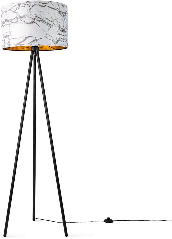 Paco Home Stehlampe Trina Kraft, ohne Leuchtmittel, Standleuchte Schlafzimmer E27 Marmor Stein Design Grau Weiß von Paco Home