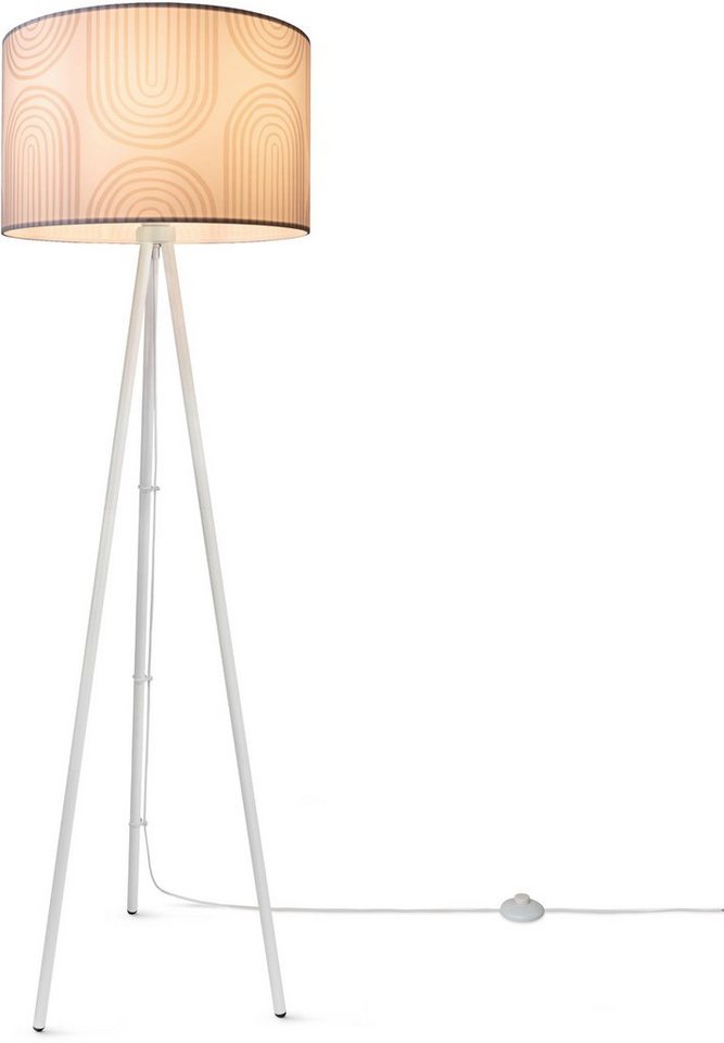 Paco Home Stehlampe Trina Pillar, ohne Leuchtmittel, Stativ Wohnzimmer Dreibein Stehlampe Mit Stoffschirm Retro Modern von Paco Home