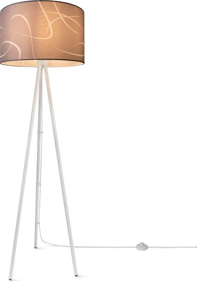 Paco Home Stehlampe Trina Tribal, ohne Leuchtmittel, Stehlampe Dreibein Mit Lampenschirm Stoff Stativ Modern Vintage Uni von Paco Home