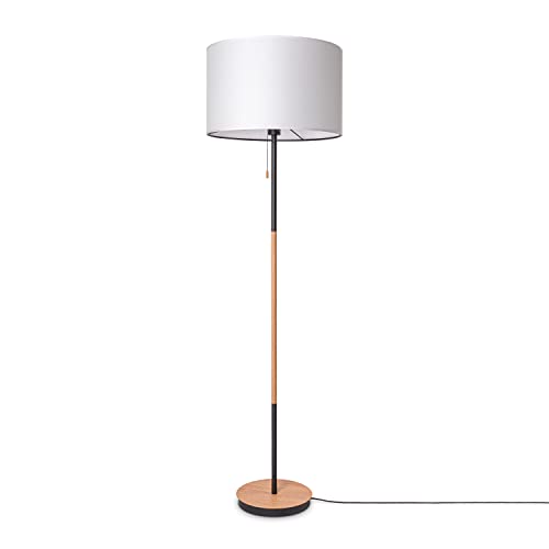 Paco Home Stehlampe Wohnzimmer Stoffschirmlampe Standleuchte Textil Schirm E27 Leselampe Skandi Büro Mit Stecker Uni Holzoptik von Paco Home