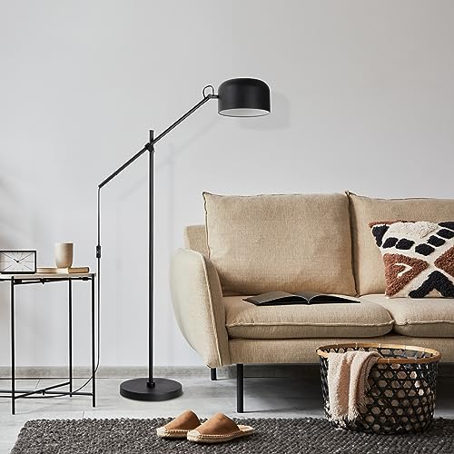 Paco Home Stehleuchte Metall Schwarz Wohnzimmerlampe Lampenschirm Stehlampe Leselampe Standleuchte Büro Bodenlampe Modern Stylisch E27 Fassung Retro von Paco Home