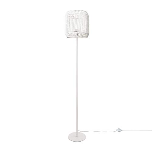 Paco Home Stehleuchte Modern Wohnzimmer Schlafzimmer Rattan Optik Boho Korb Stehlampe E27, Lampenfuß: Einbeinig Weiß, Lampenschirm: Weiß (Ø28 cm) von Paco Home