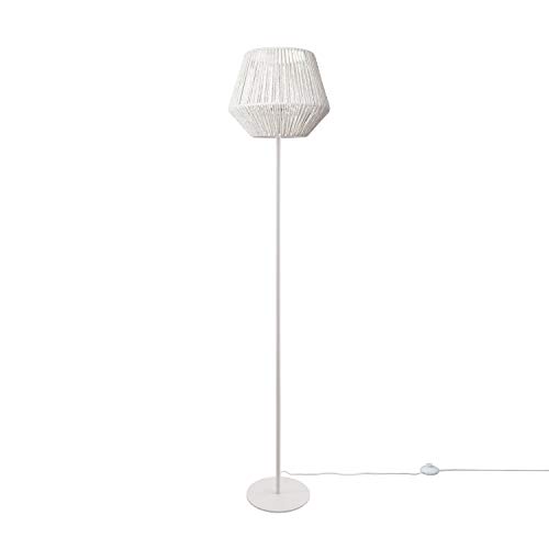 Paco Home Stehleuchte Modern Wohnzimmer Schlafzimmer Rattan Optik Boho Korb Stehlampe E27, Lampenfuß: Einbeinig Weiß, Lampenschirm: Weiß (Ø33 cm) von Paco Home