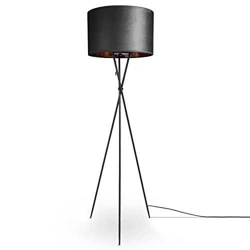 Paco Home Stehlampe Wohnzimmer Leselampe Deko Lampe Stativ Standleuchte Lampenschirm Stoffschirm Velours Samt Zugschalter Vintage Samt E27 Fassung von Paco Home
