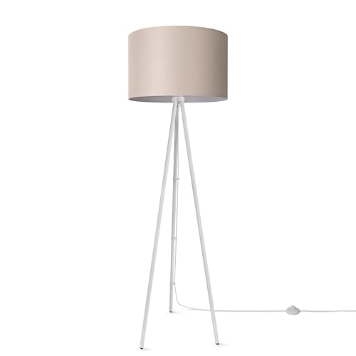 Paco Home Stehleuchte Wohnzimmer Schlafzimmer Stehlampe Uni Dreibein Stativ Stoffschirm Lampenschirm Rund Modern E27 Einfarbig von Paco Home