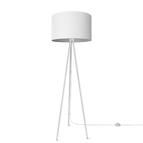 Paco Home Stehleuchte Wohnzimmer Schlafzimmer Stehlampe Uni Dreibein Stativ Stoffschirm Lampenschirm Rund Modern E27 Einfarbig von Paco Home