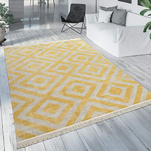 Paco Home Moderner Outdoor Teppich Geometrisches Rauten-Muster im Vintage-Look Flachgewebe Wetterfest & Pflegeleicht für Garten, Terrasse & Balkon, Gelb Weiß, Grösse:80x150 cm Paco Home Moderner Outdoor Teppich Geometrisches Rauten-Muster im Vintage-Look Flachgewebe Wetterfest & Pflegeleicht für Garten, Terrasse & Balkon, Gelb Weiß, Grösse:80x150 cm von Paco Home