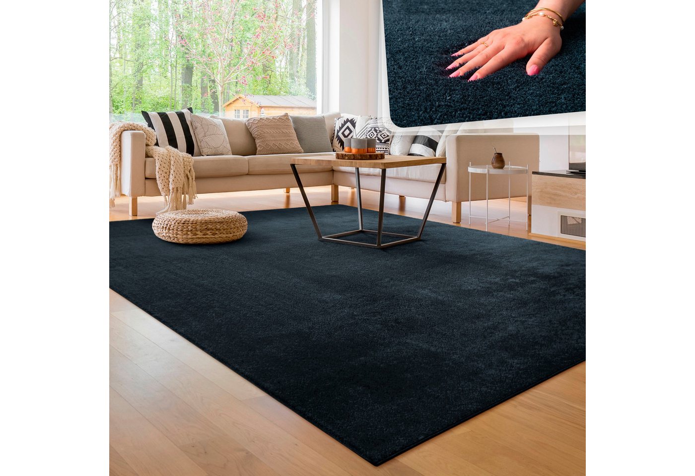 Paco Home Teppich Cadiz 630, rechteckig, Höhe: 14 mm, Uni-Farben, besonders weich, waschbar, auch als Läufer erhältlich von Paco Home