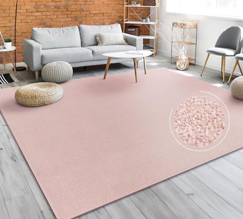 Paco Home Teppich Für Wohnzimmer Einfarbig Kurzflor Schlicht Und Modern, In Rosa, Grösse:80x250 cm von Paco Home