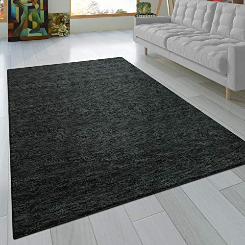 Paco Home Teppich Wohnzimmer Schlafzimmer Kurzflor Naturfaser Einfarbig Handgearbeitet Gabbeh Moderne Deko, Grösse:200x300 cm, Farbe:Anthrazit von Paco Home