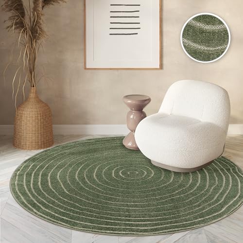 Paco Home Teppich In- & Outdoor, Moderne abstrakte Boho Designs mit 3D Struktur, robust & wetterfest, ideal für Terrasse Wohnzimmer & Küche, Grösse:160 cm Rund, Farbe:Grün 5 Paco Home Teppich In- & Outdoor, Moderne abstrakte Boho Designs mit 3D Struktur, robust & wetterfest, ideal für Terrasse Wohnzimmer & Küche, Grösse:160 cm Rund, Farbe:Grün 5 von Paco Home