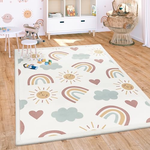 Paco Home Teppich Kinderzimmer Baby Krabbeldecke Krabbelmatte Spielmatte Waschbar rutschfest Regenbogen Planet Sonne Tiere Weich, Grösse:140x200 cm, Farbe:Bunt 2 von Paco Home