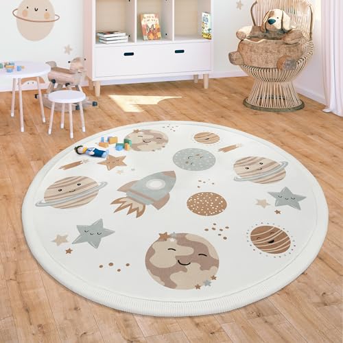 Paco Home Teppich Kinderzimmer Baby Krabbeldecke Krabbelmatte Spielmatte Waschbar rutschfest Regenbogen Planet Sonne Tiere Weich, Grösse:160 cm Rund, Farbe:Bunt 3 von Paco Home