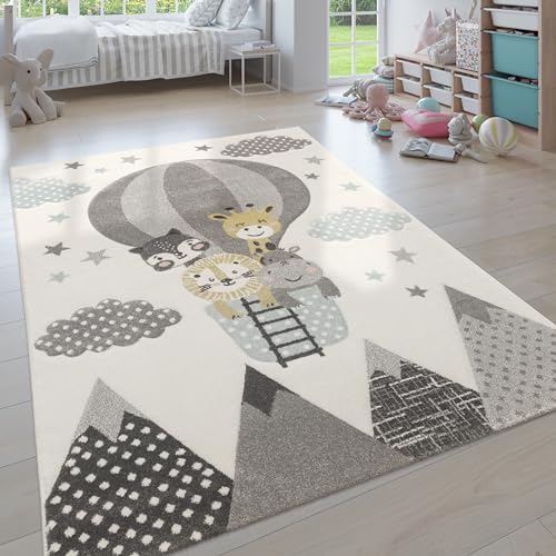 Paco Home Teppich Kinderzimmer Junge Mädchen Kinderteppich Spielteppich Kurzflor Regenbogen Bauernhof Einhorn Schmetterling Hase, Grösse:80x150 cm von Paco Home