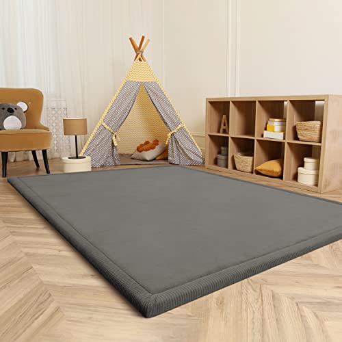 Paco Home Teppich Kinderzimmer Kinderteppich Baby Spielteppich Krabbeldecke Krabbelmatte Weich rutschfest Jungen Mädchen Deko, Grösse:160x220 cm, Farbe:Grau von Paco Home