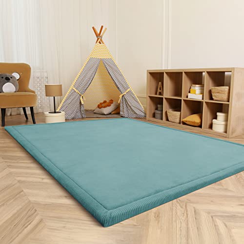 Paco Home Teppich Kinderzimmer Kinderteppich Baby Spielteppich Krabbeldecke Krabbelmatte Weich rutschfest Jungen Mädchen Deko, Grösse:200 cm Rund, Farbe:Blau von Paco Home