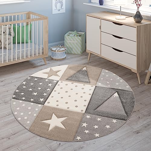 Paco Home Teppich Kinderzimmer Kinderteppich Junge Mädchen Pastell 3D Effekt Modern Berge Sterne Punkte Beige Schwarz, Grösse:160 cm Rund Paco Home Teppich Kinderzimmer Kinderteppich Junge Mädchen Pastell 3D Effekt Modern Berge Sterne Punkte Beige Schwarz, Grösse:160 cm Rund von Paco Home