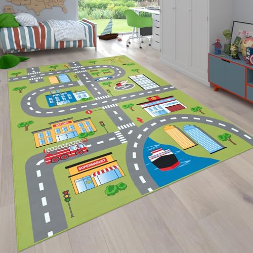 Paco Home Teppich Kinderzimmer Kinderteppich Spielteppich Straßen Und Auto Motiv rutschfest Grün Grau, Grösse:160x220 cm Paco Home Teppich Kinderzimmer Kinderteppich Spielteppich Straßen Und Auto Motiv rutschfest Grün Grau, Grösse:160x220 cm von Paco Home