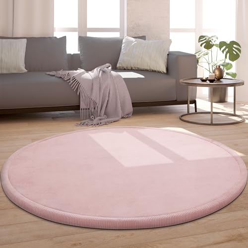 Paco Home Teppich Kinderzimmer Rund Kinderteppich Baby Spielteppich Krabbeldecke Krabbelmatte Weich rutschfest Moderne Deko, Grösse:160 cm Rund, Farbe:Pink von Paco Home