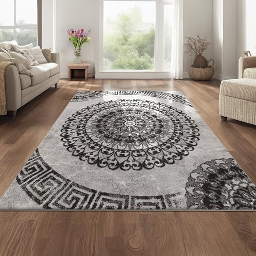 Paco Home Teppich Klassisch Gemustert Kreis Ornamente in Grau Schwarz Meliert, Grösse:80x150 cm Paco Home Teppich Klassisch Gemustert Kreis Ornamente in Grau Schwarz Meliert, Grösse:80x150 cm von Paco Home