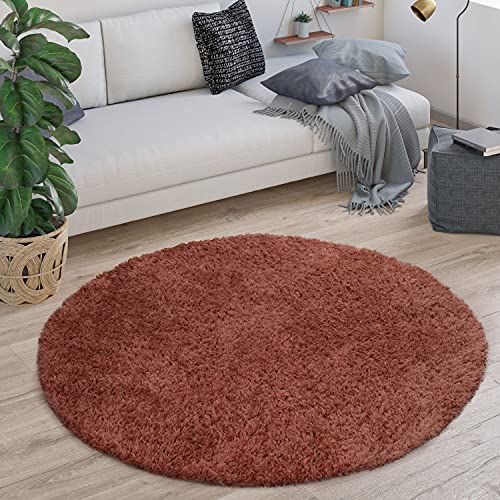 Paco Home Teppich Rund Hochflor Wohnzimmer Shaggy Langflor Flauschig Modern Einfarbig, Grösse:120 cm Rund, Farbe:rost Paco Home Teppich Rund Hochflor Wohnzimmer Shaggy Langflor Flauschig Modern Einfarbig, Grösse:120 cm Rund, Farbe:rost von Paco Home