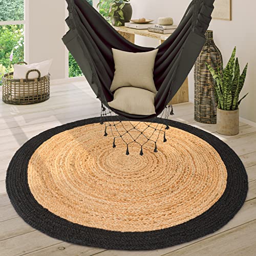 Paco Home Teppich Rund Wohnzimmer Jute Boho Ethno Muster Modern Handgefertigt Naturteppich, Grösse:160 cm Rund, Farbe:Schwarz Paco Home Teppich Rund Wohnzimmer Jute Boho Ethno Muster Modern Handgefertigt Naturteppich, Grösse:160 cm Rund, Farbe:Schwarz von Paco Home