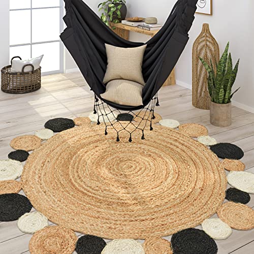 Paco Home Teppich Rund Wohnzimmer Jute Boho Ethno Muster Modern Handgefertigt Naturteppich, Grösse:200 cm Rund, Farbe:Schwarz 2 Paco Home Teppich Rund Wohnzimmer Jute Boho Ethno Muster Modern Handgefertigt Naturteppich, Grösse:200 cm Rund, Farbe:Schwarz 2 von Paco Home