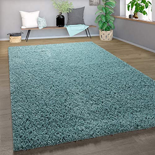 Paco Home Teppich Wohnzimmer, Schlafzimmer/Hochflor Shaggy in versch. Designs Farben und Größen, Grösse:140x200 cm, Farbe:Türkis 3 Paco Home Teppich Wohnzimmer, Schlafzimmer/Hochflor Shaggy in versch. Designs Farben und Größen, Grösse:140x200 cm, Farbe:Türkis 3 von Paco Home