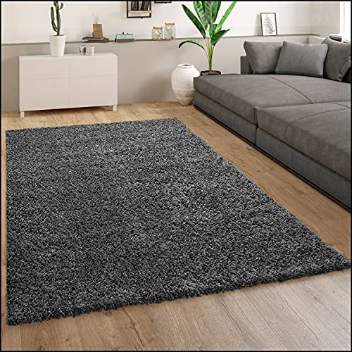 Paco Home Teppich Wohnzimmer, Schlafzimmer/Hochflor Shaggy in versch. Designs Farben und Größen, Grösse:230x320 cm, Farbe:Anthrazit 7 von Paco Home