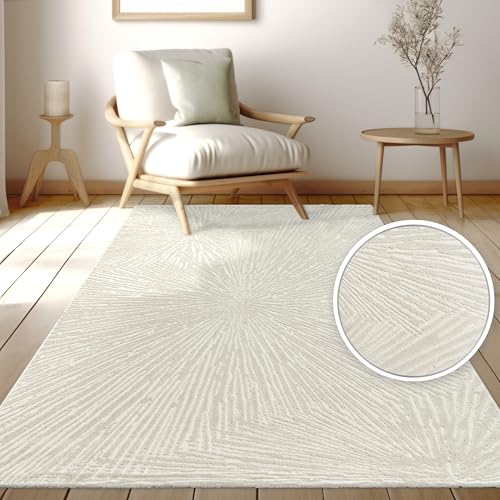 Paco Home Teppich Wohnzimmer Kurzflor, Moderne geometrische abstrakte Muster, 3D-Effekt, Regenbogen und Karo Design, einfarbig, glänzend luxuriös Ton in Ton, Grösse:120x160 cm von Paco Home