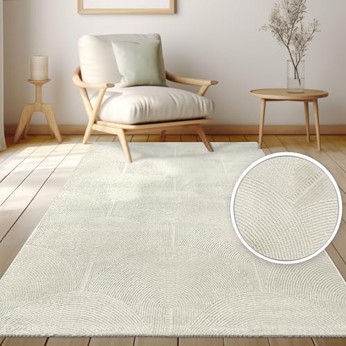 Paco Home Teppich Wohnzimmer Kurzflor, Moderne geometrische abstrakte Muster, 3D-Effekt, Regenbogen und Karo Design, einfarbig, glänzend luxuriös Ton in Ton, Grösse:120x160 cm von Paco Home