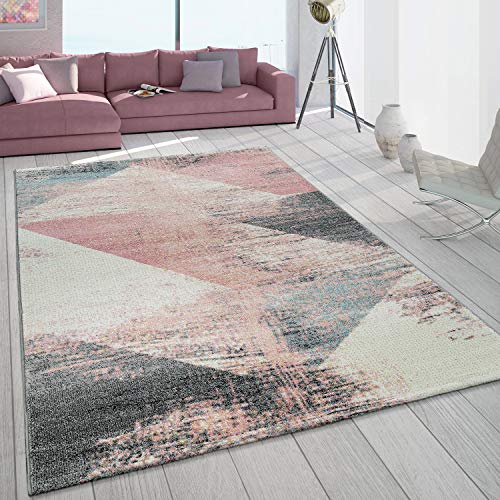 Paco Home Teppich Wohnzimmer Grau Weiß Rosa Pastell Dreieck Muster Vintage Design Kurzflor, Grösse:80x150 cm Paco Home Teppich Wohnzimmer Grau Weiß Rosa Pastell Dreieck Muster Vintage Design Kurzflor, Grösse:80x150 cm von Paco Home
