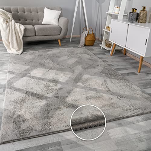 Paco Home Teppich Wohnzimmer Kunstfell weich waschbar modern elegant pflegeleicht Felloptik Uni Seidenglanz flauschig Kurzflor, Grösse:240x340 cm, Farbe:Grau Paco Home Teppich Wohnzimmer Kunstfell weich waschbar modern elegant pflegeleicht Felloptik Uni Seidenglanz flauschig Kurzflor, Grösse:240x340 cm, Farbe:Grau von Paco Home