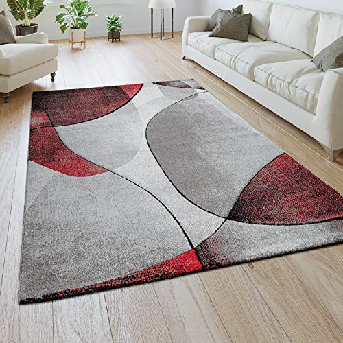 Paco Home Teppich Wohnzimmer Kurzflor 3D Effekt Modernes Abstraktes Muster Geometrisch, Grösse:160x230 cm, Farbe:Rot von Paco Home