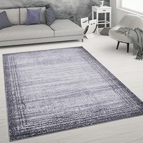 Paco Home Teppich Wohnzimmer Kurzflor Abstrakter Used-Look Vintage Stil Modern, Grösse:200x280 cm, Farbe:Grau von Paco Home