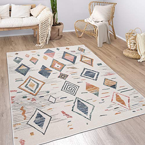 Paco Home Teppich Wohnzimmer Kurzflor Geometrisches Muster Skandi Boho Modern Style, Grösse:80x150 cm, Farbe:Bunt 2 von Paco Home